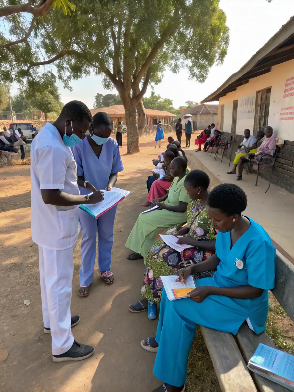 A photo of ANPS staff conducting a health screening camp in a rural area, providing early detection services to the local population.